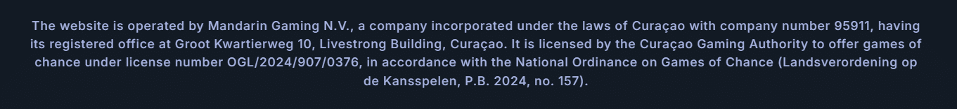 The license info for CasinoBet featured in the site footer