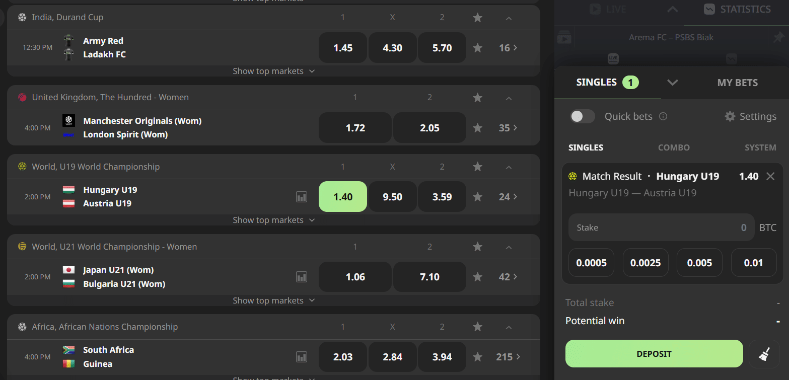 An example of the WillBet user interface and options.